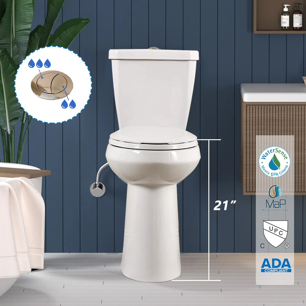 ELEMAZ 21" Extra Tall Toilet for Seniors & Tall Adults | Dual Flush MAP 1000g - Image 3
