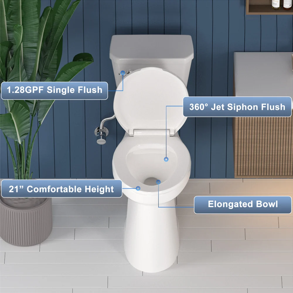 ELEMAZ 21" Extra Tall Toilet for Seniors & Tall Adults - Image 6