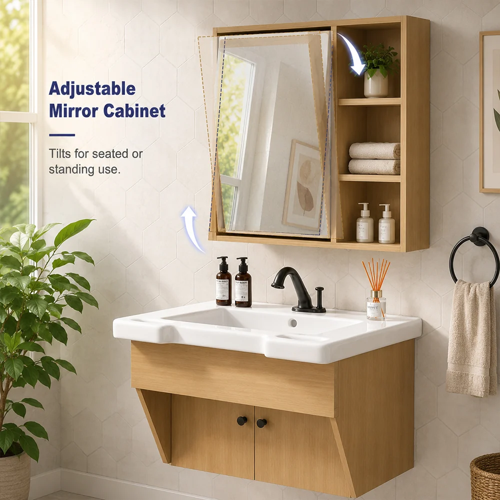 Sigsoul 24" ADA Compliant Vanity | Floating Bathroom Cabinet Sink Mirror Set - Image 10