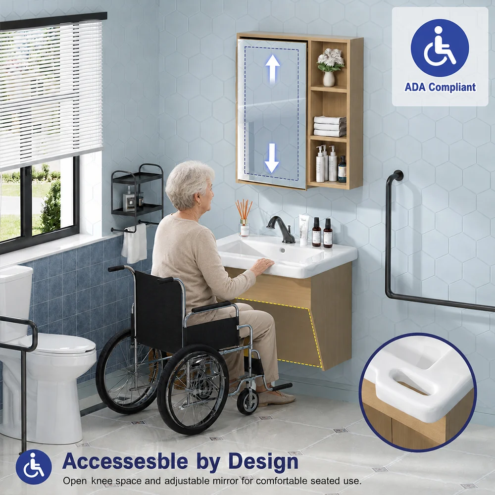 Sigsoul 24" ADA Compliant Vanity | Floating Bathroom Cabinet Sink Mirror Set - Image 5
