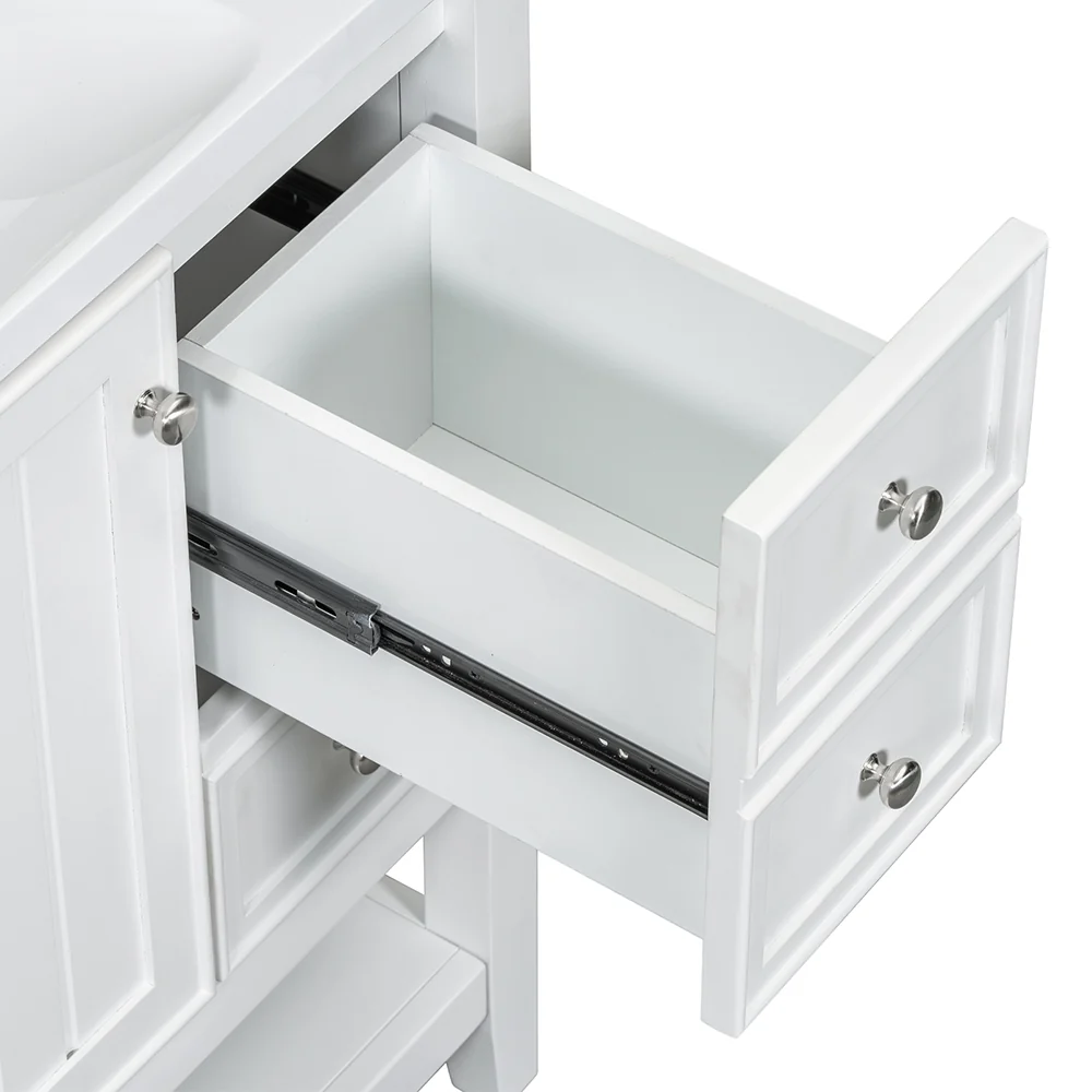 Sigsoul 36 Inch Bathroom Vanity White | 3 Drawers 1 Door 1 Shelf - Image 9