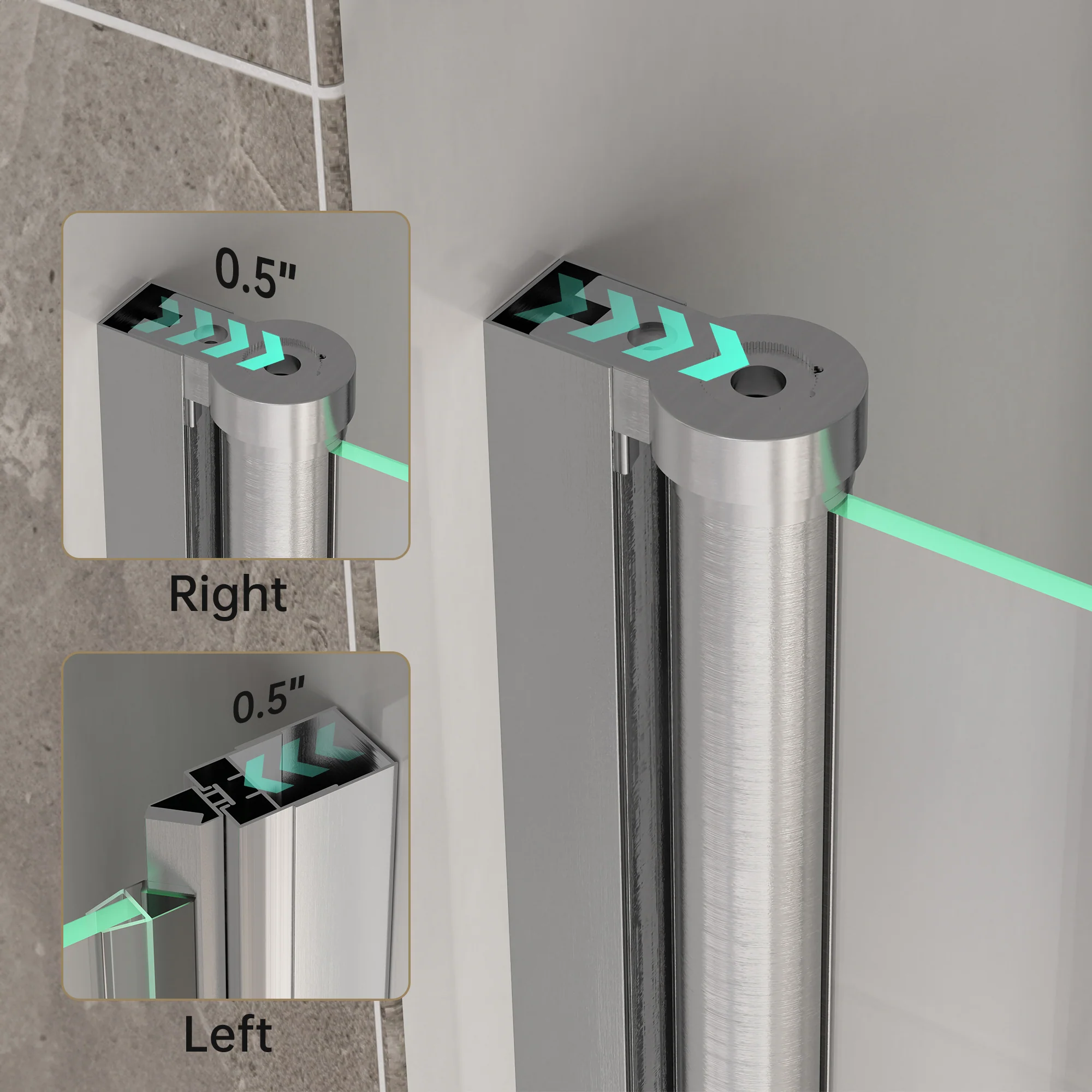 CALYZ 35-36" W × 72" H Frameless Bathroom Glass Bifold Shower Door - Image 9