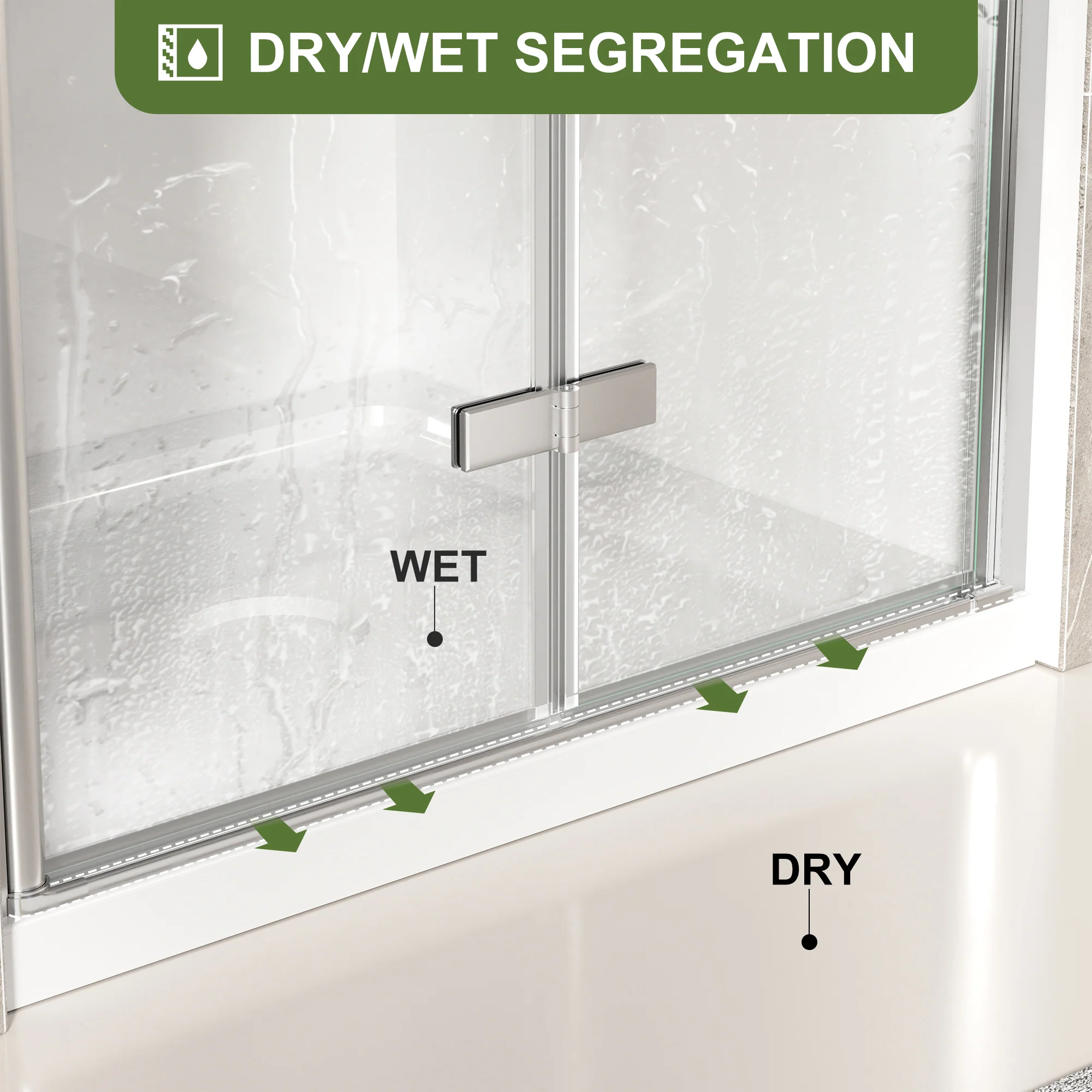 CALYZ 33-34" W × 72" H Frameless Bathroom Glass Bifold Shower Door - Image 11