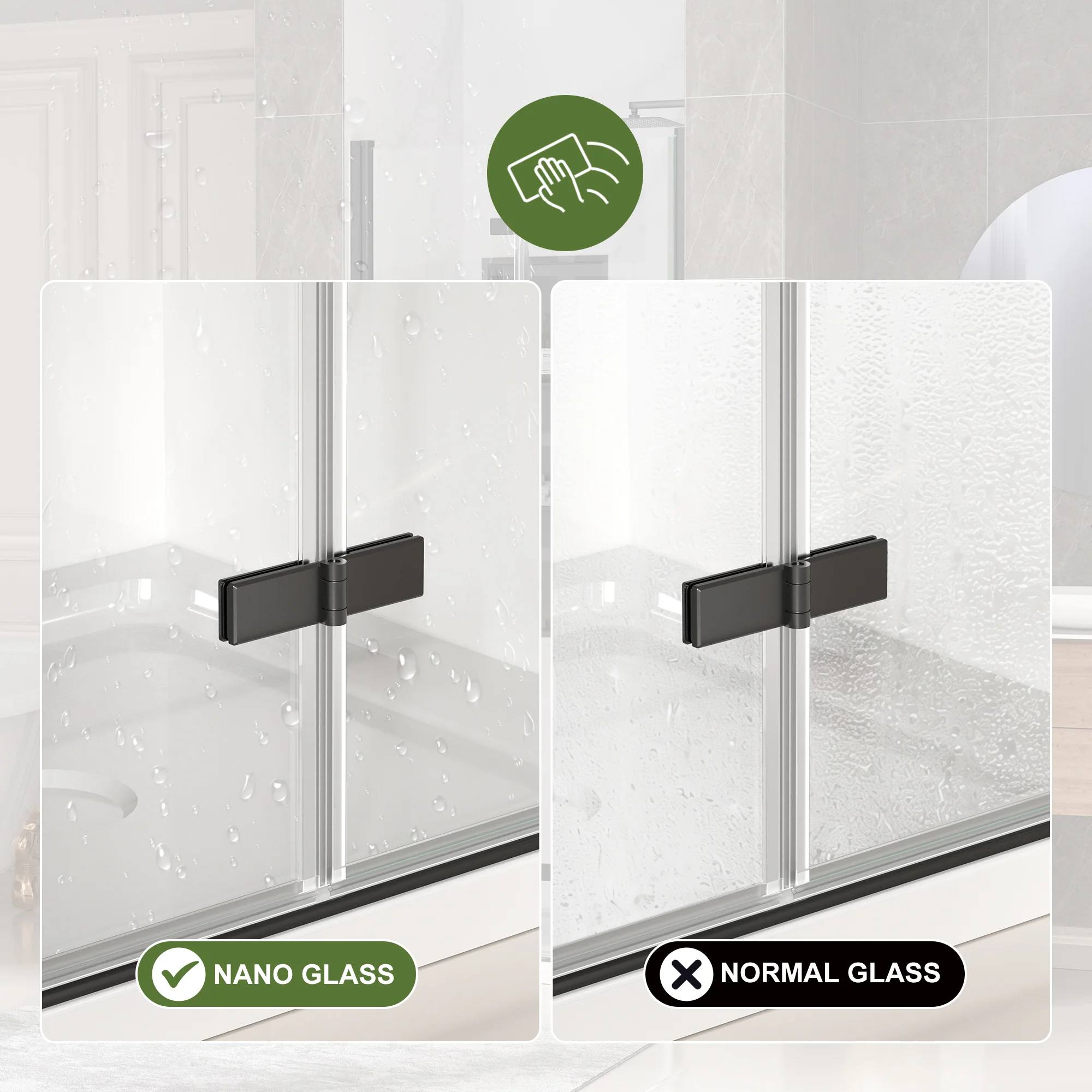 CALYZ 33-34" W × 72" H Frameless Bathroom Glass Bifold Shower Door - Image 6