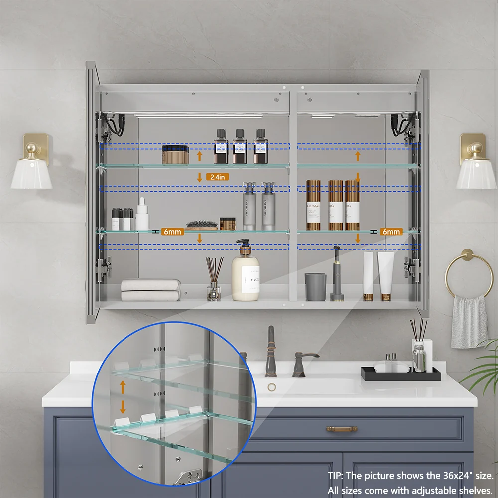 VEWRA 20 x 28" Lighted Medicine Cabinet | Right-Hinged - Image 7