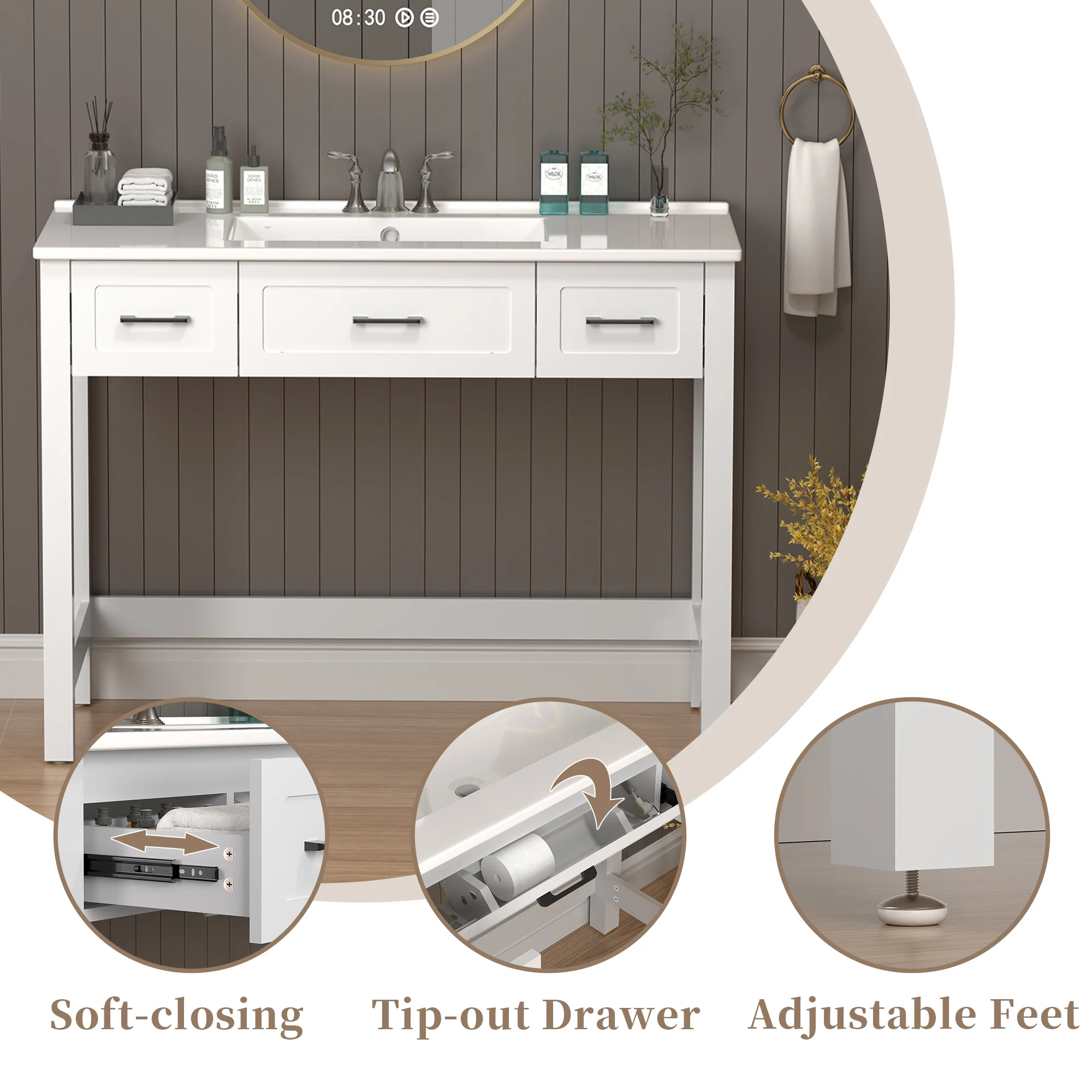 Sigsoul 48 Inch Bathroom Vanity | ADA Compliant Sink Cabinet - Image 7