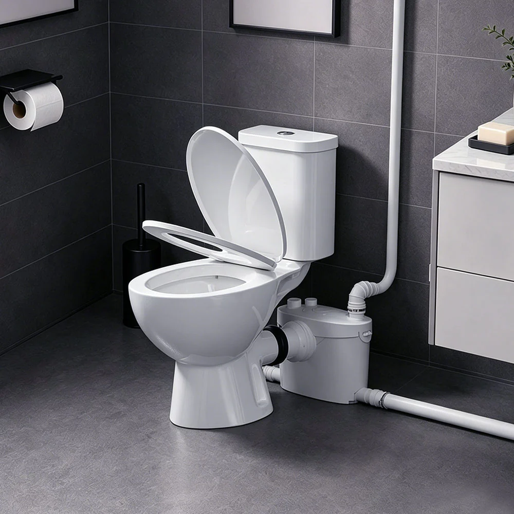 SNFLEX Basement Macerating Toilet System | 4-Inlet Upflush Toilet for Full Bathroom - Image 7