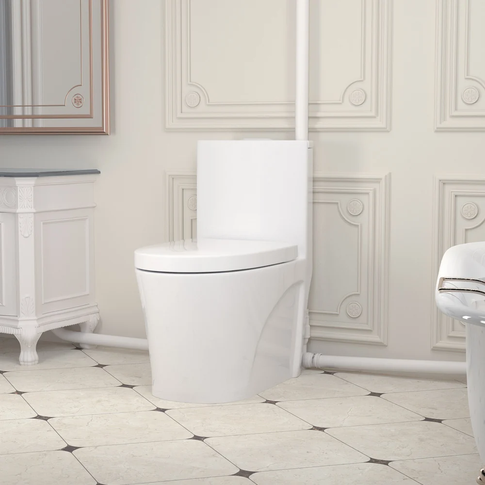 SNFLEX One-Piece Macerating Toilet | 5" Slim Tank Upflush Toilet System - Image 12