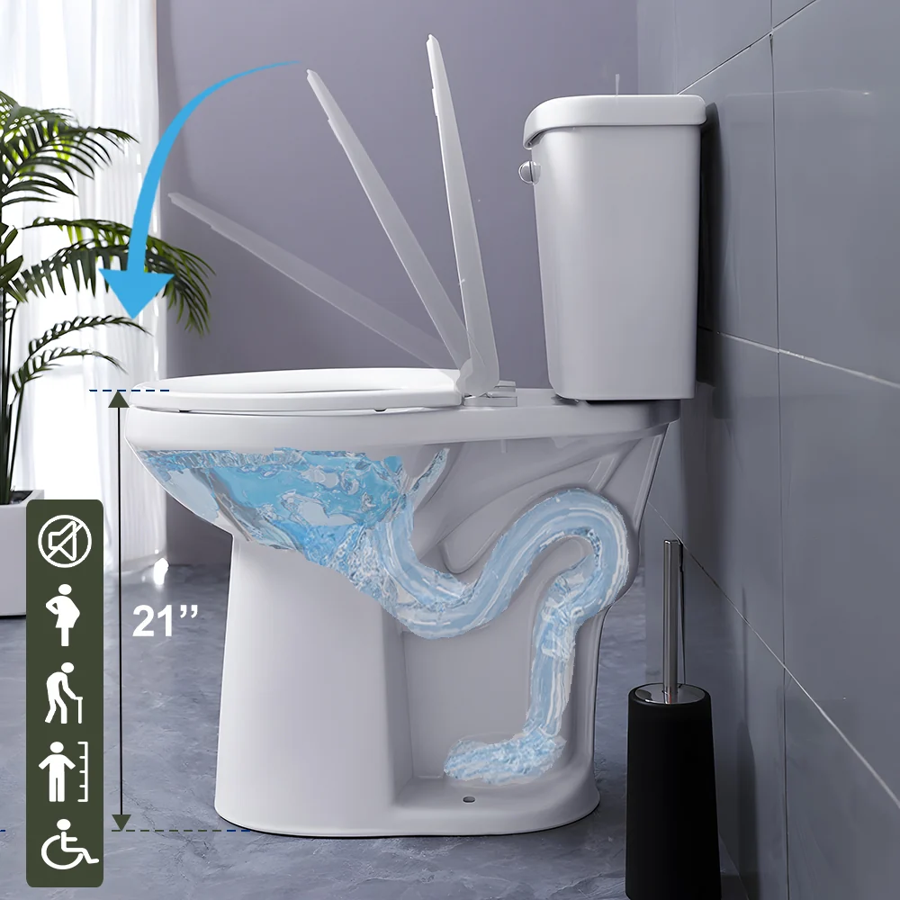ELEMAZ 21" Extra Tall Toilet for Seniors & Tall Adults | Elongated Bowl - Image 4